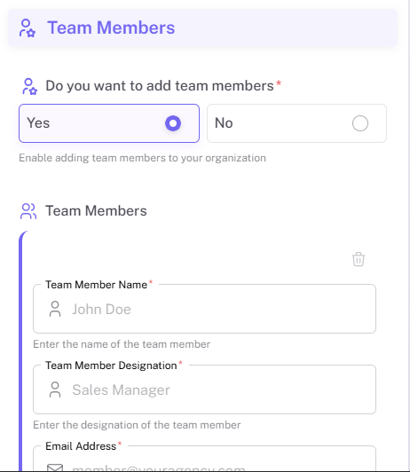 Rossy AI Team Members Adding Fields Rossy AI Team Members Adding Fields